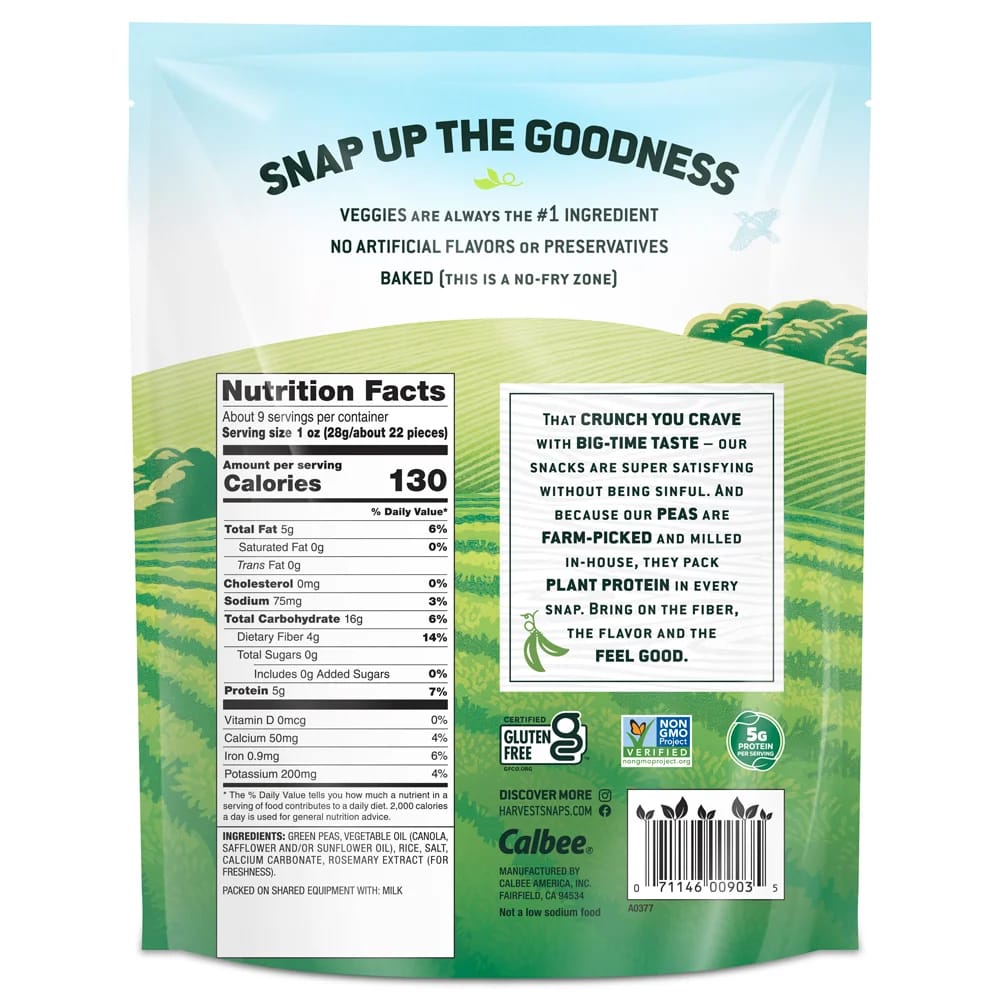 Calbee Harvest Snaps Lightly Salted Baked Green Pea Snacks, 8.5 oz