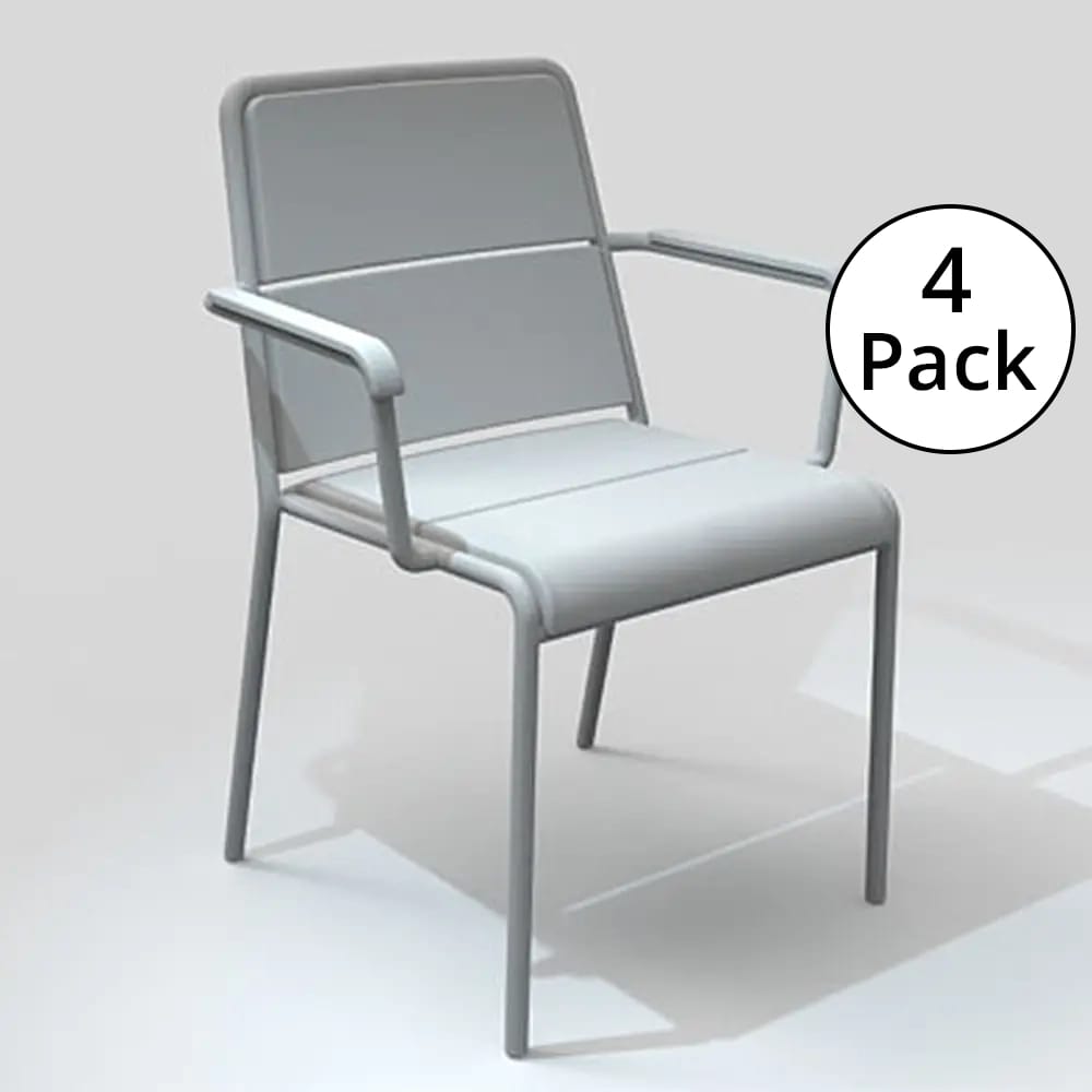 Maiori Patio Arm Chair, White Pearl, 4 Pack