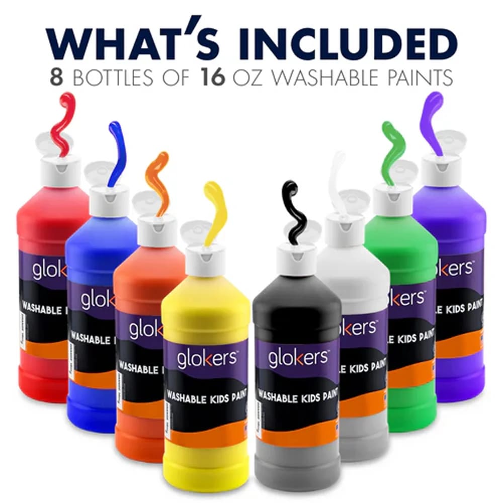 Glokers Washable Kids Paints, 8 Colors