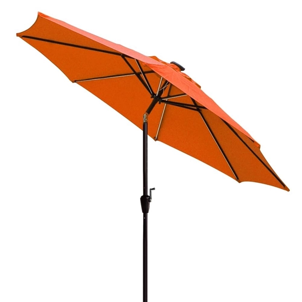 Jeco 9' Aluminum Patio Umbrella with Crank and Solar Guide Tubes, Orange/Brown