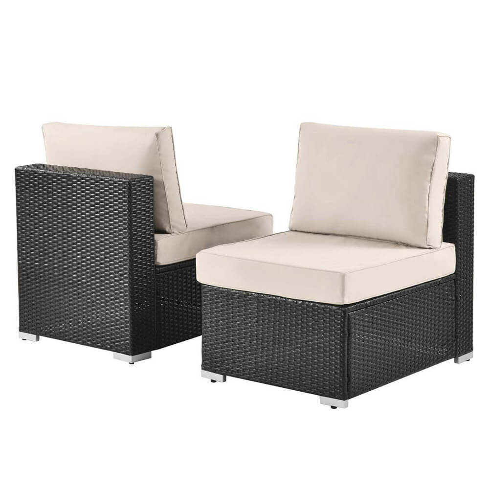 7-Piece Resin Wicker Patio Conversation Set, Espresso/Beige