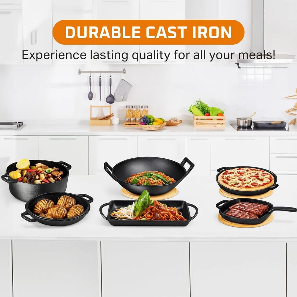 Bruntmor 7-Piece Pre Seasoned Cast Iron Set