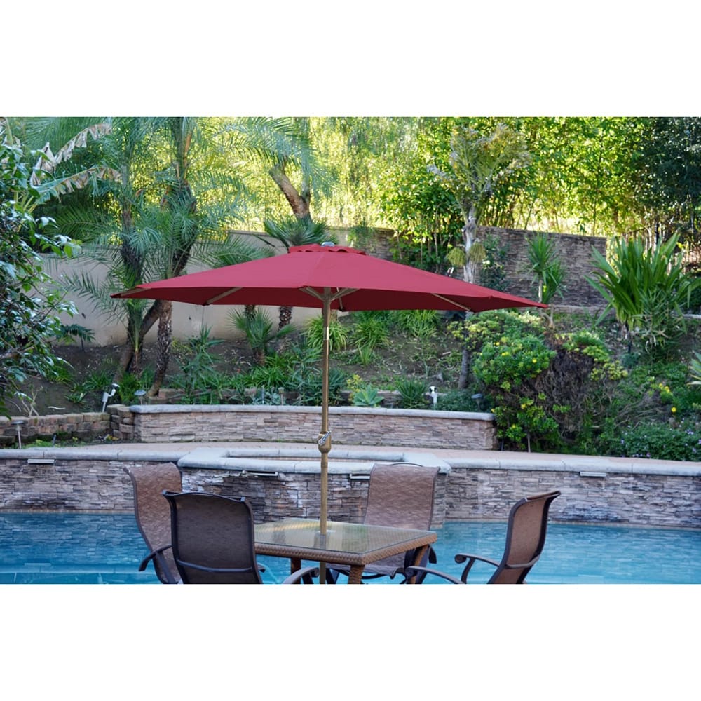 Jeco 9' Aluminum Patio Market Umbrella with Tilt and Crank, Burgundy/Bronze