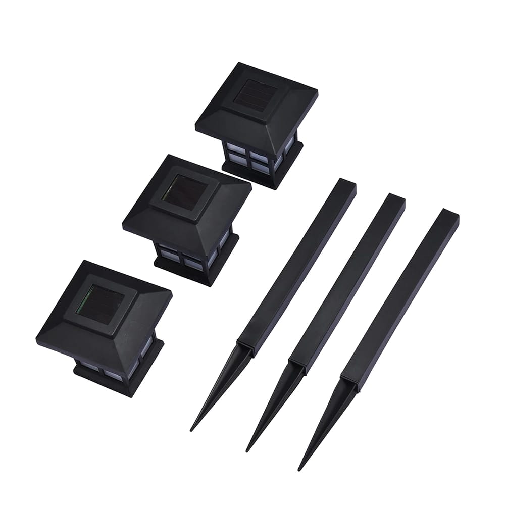 SteadyDoggie LED Solar Pathway Lights, 3 Pack, Black
