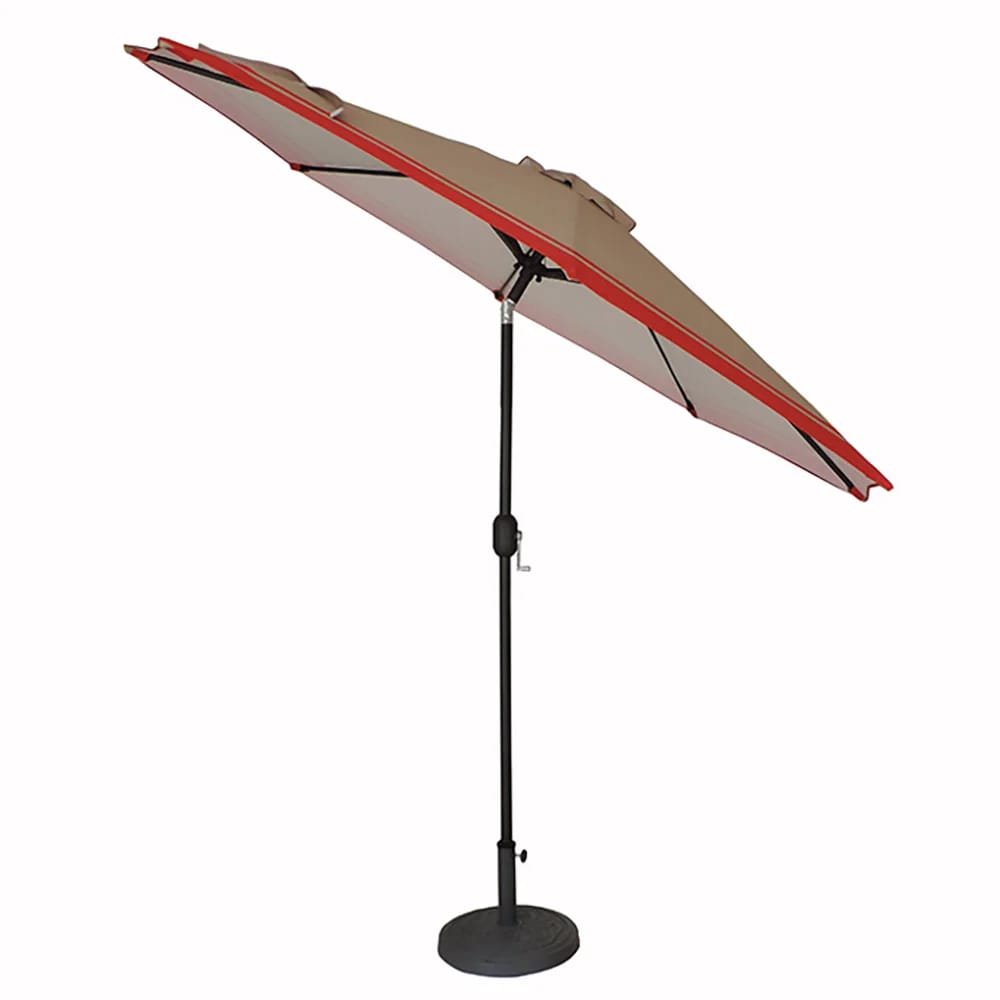 Pebble Lane Living 9' Market Outdoor Patio Umbrella, Tan/Red Stripe
