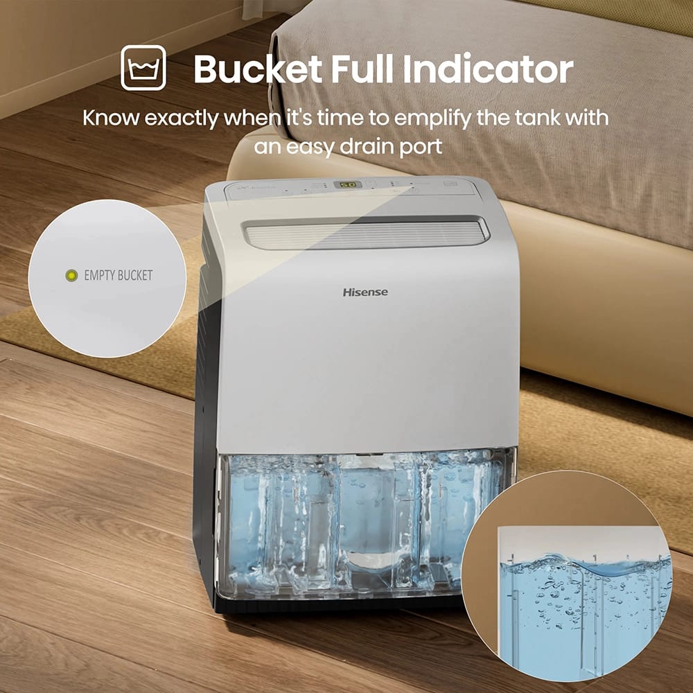 Hisense 60-Pint Room Dehumidifier with Built-In Pump, White (Factory Refurbished)