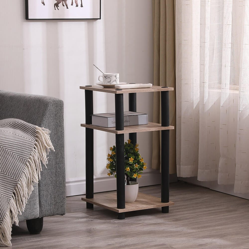 Turn-N-Tube End Table, Set of 2, Oak/Black