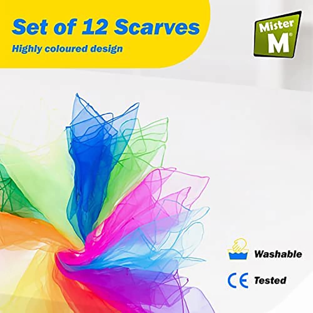Mister M Colorful Juggling Scarves, 12 Pack