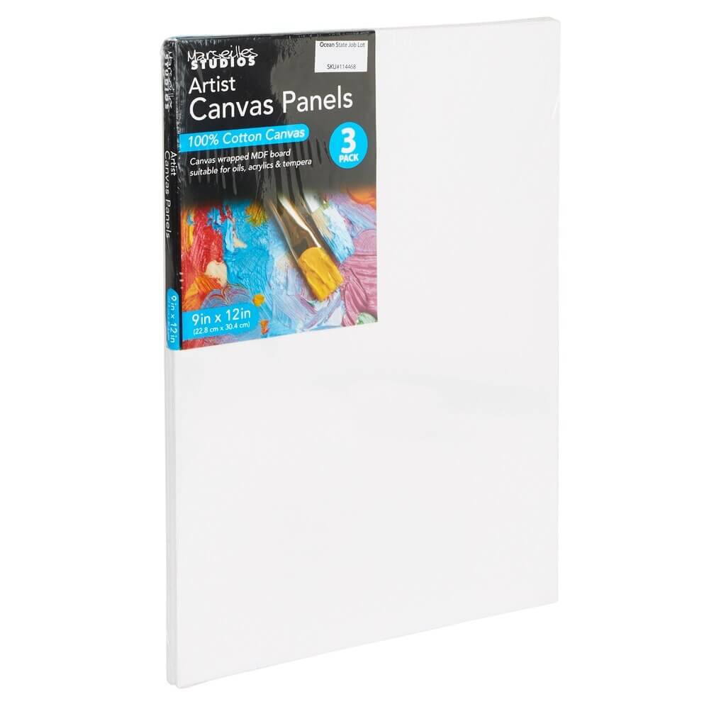 Marseilles Studios Cotton Artist Canvas Panel, 9" x 12", 3-Count