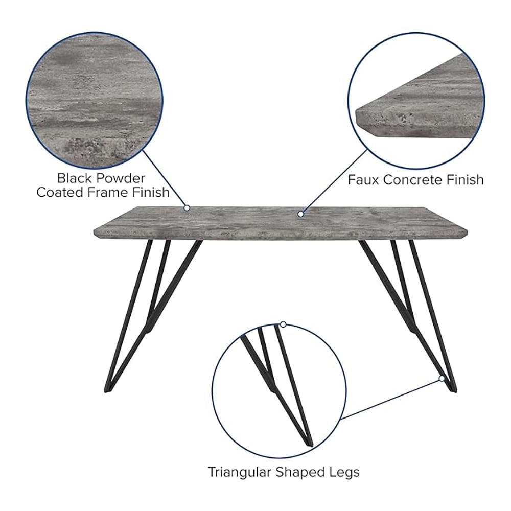Rectangular Faux Concrete Dining Table, Gray