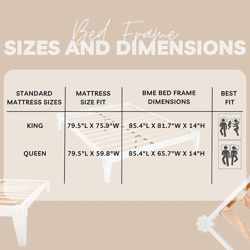 Bme Chalipa Queen Bed Frame, Ivory White