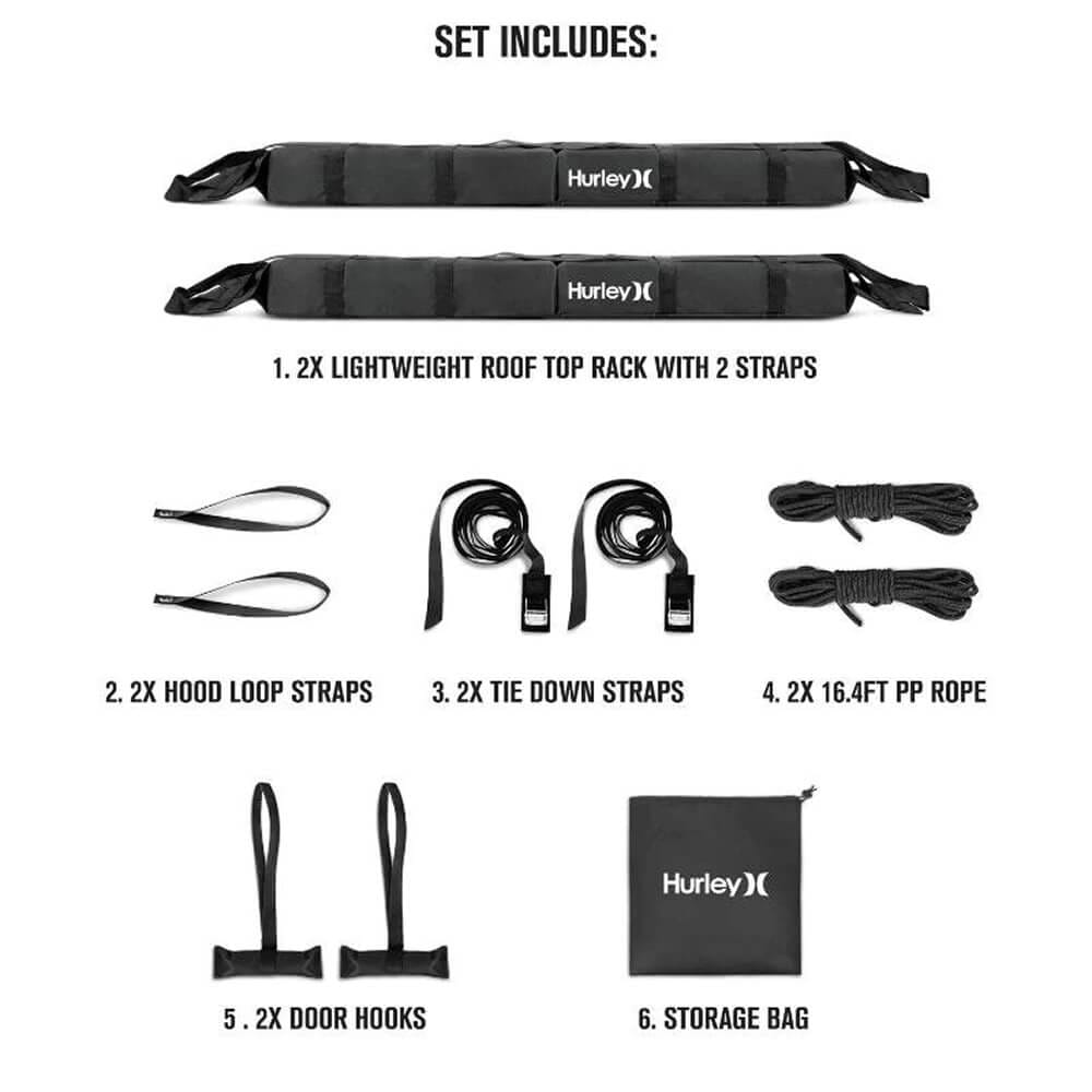 Hurley 10-Piece Padded Roof Rack Set