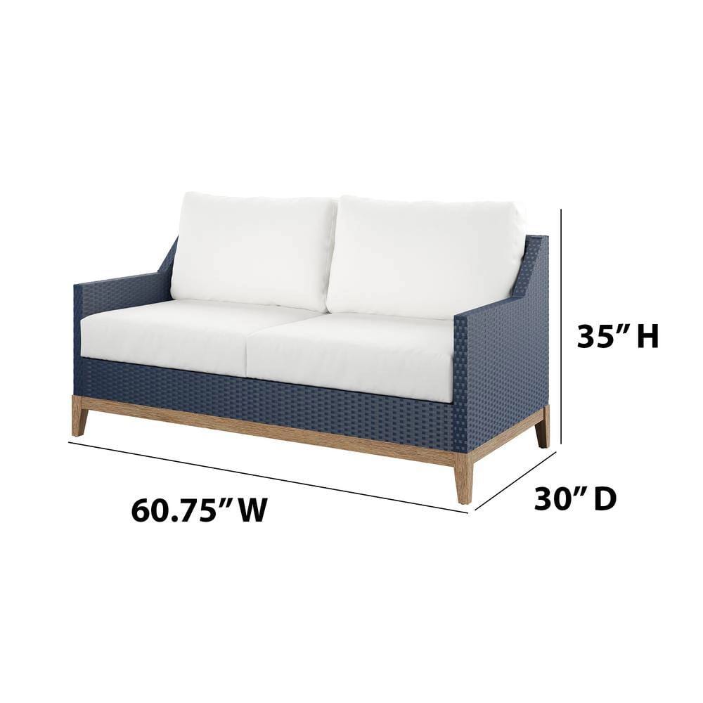 TK Classics Metal Outdoor Loveseat, Navy/White