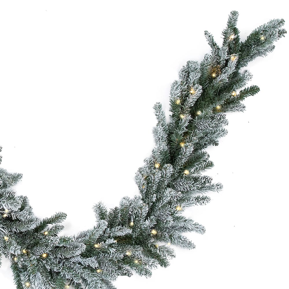 Famous Brand 9' Blue Spruce Pre-Lit Frosted Garland, 2 Pack