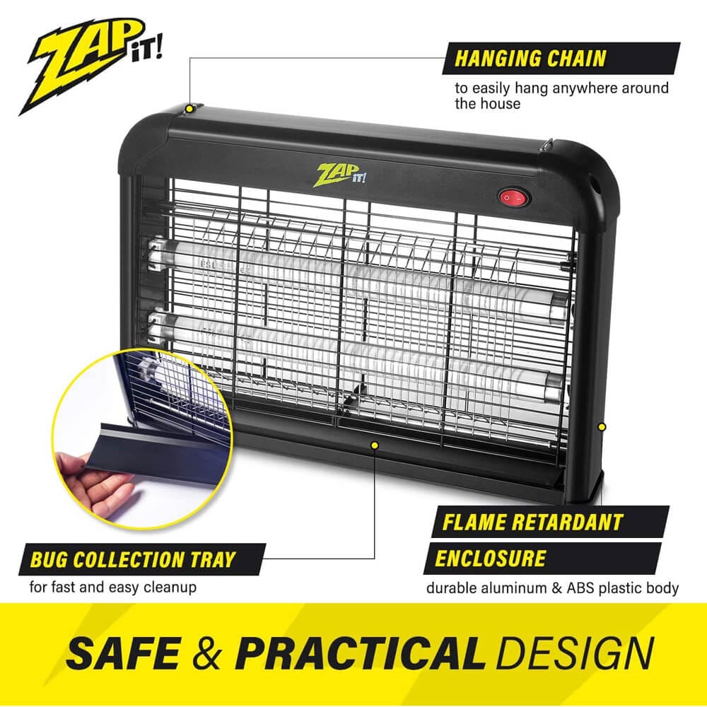 ZAP IT! Electric Indoor Bug Zapper with Non-Toxic Attractant UV Light and Electric Shock