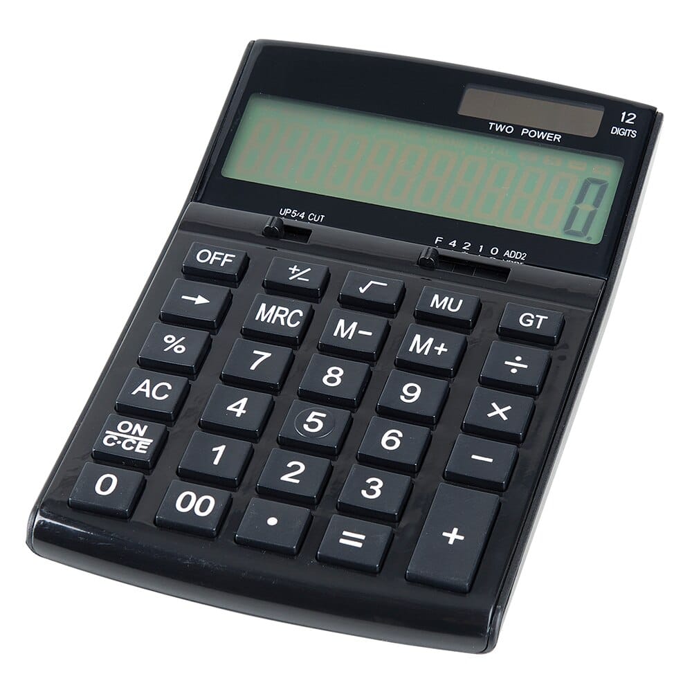 School Supplies Solar Powered 12-Digit Desktop Calculator with Battery Back-Up