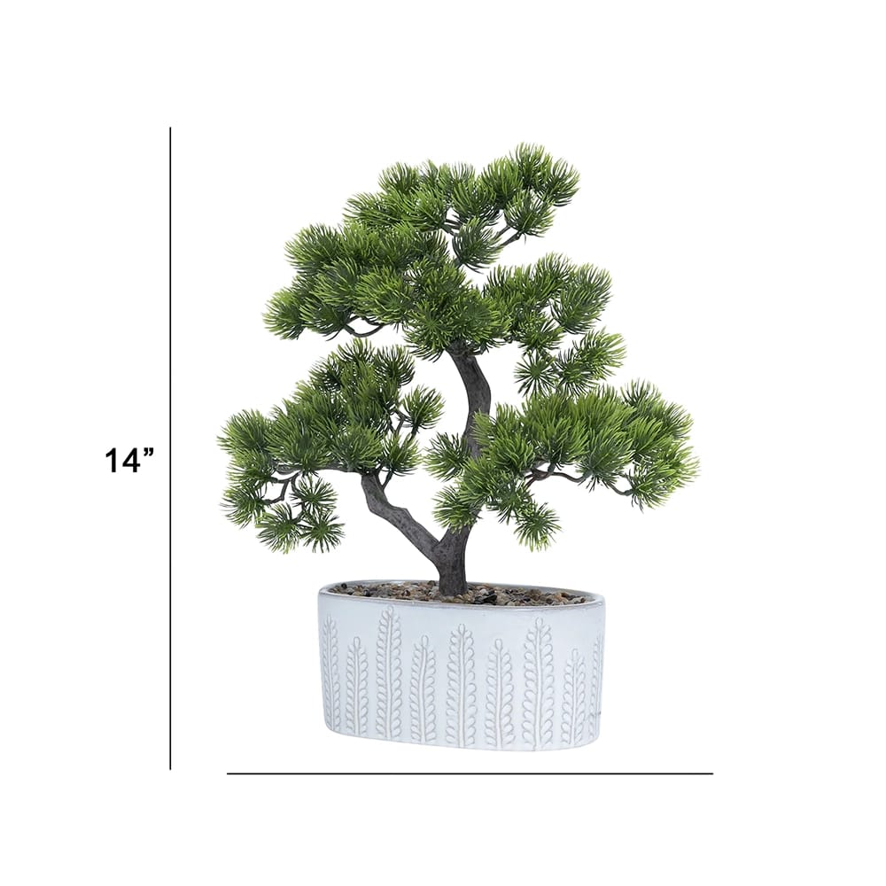 Vintage Home 14" Bonsai Trees in Beige Ceramic Vase, 2 pack