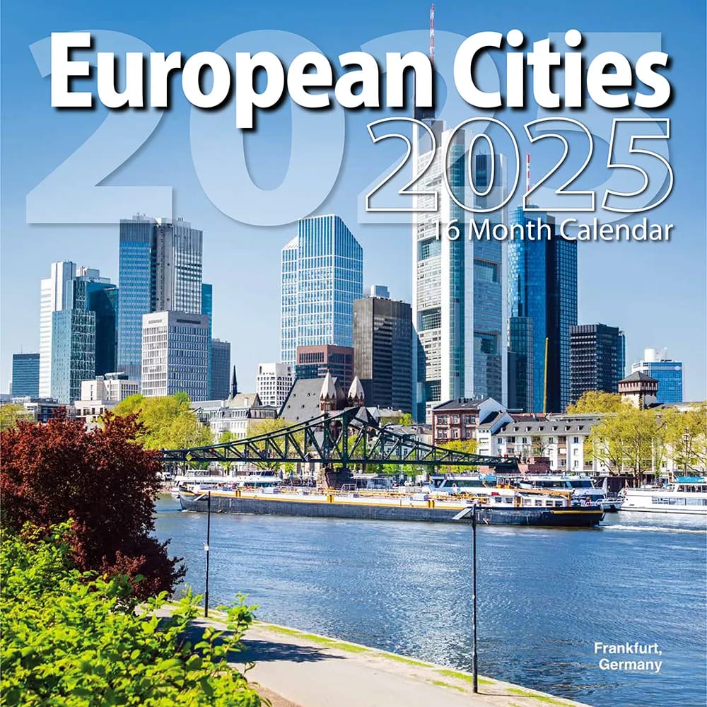 2025 European Cities Themed 16 Month Wall Calendar, 12"