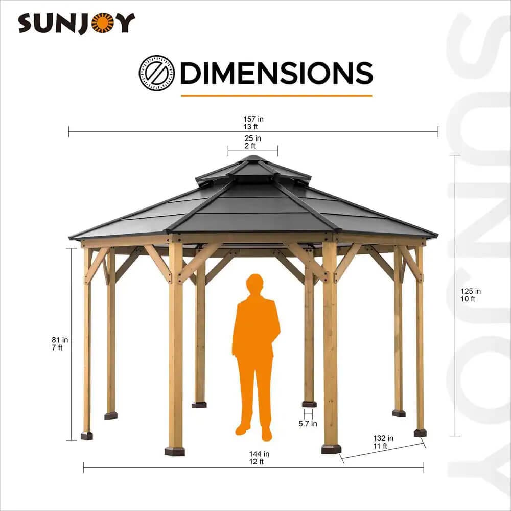 Lancaster 13' x 13' Octagon Cedar Hardtop Gazebo