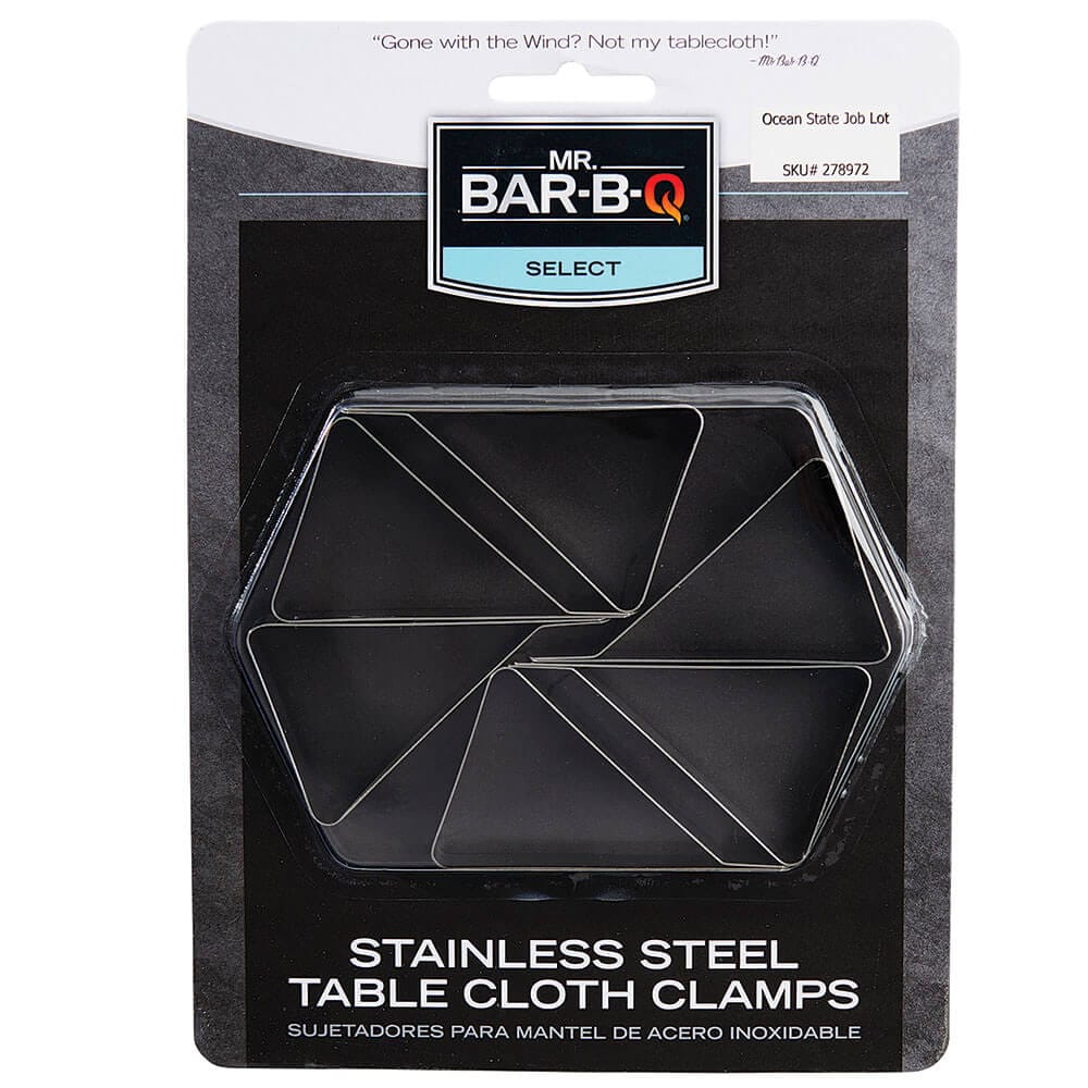 Mr. Bar-B-Q Select Stainless Steel Table Cloth Clamps, 6 Count