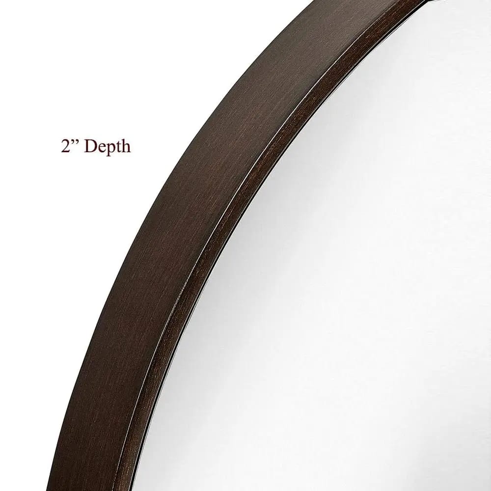 Hamilton Hills 32" Circle Wenge Framed Wall Mirror, Brown