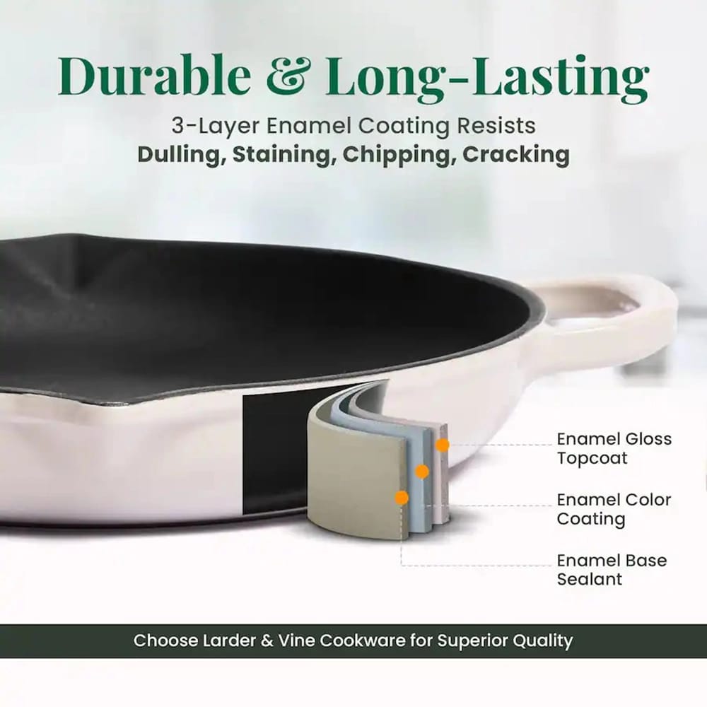 Larder & Vine 10" Enameled Cast Iron Skillet, Stone
