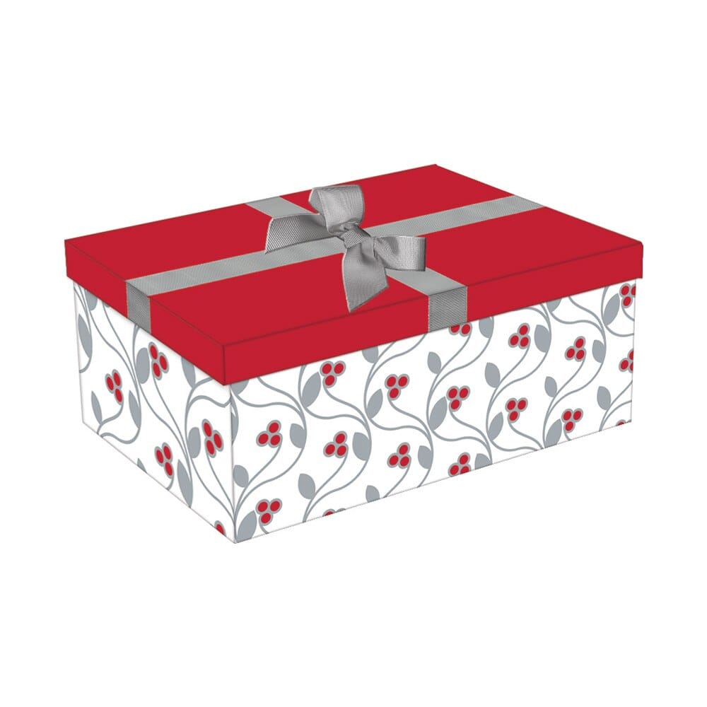 Medium Rectangle Christmas Gift Box with Ribbon, 9.5" x 6"