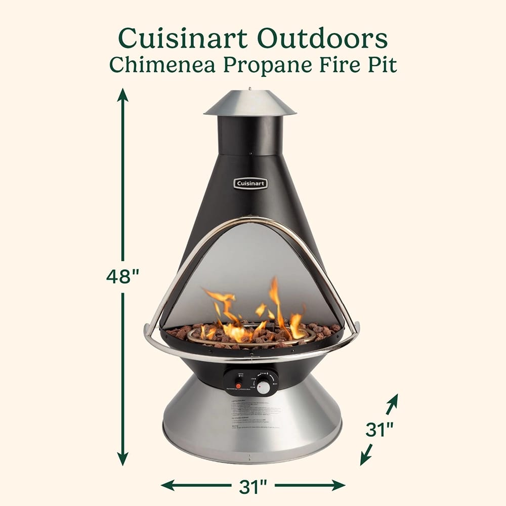 Cuisinart Chimenea Propane Fire Pit, 40,000 BTU, Black
