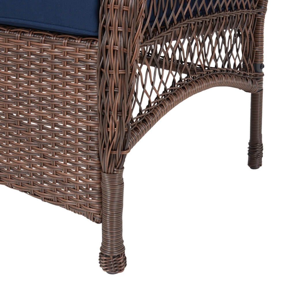 4-Piece Resin Wicker Swivel Patio Set, Blue/Brown