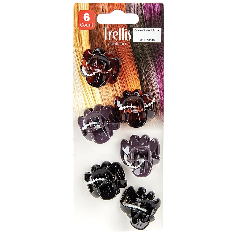 Trellis Boutique Round Assorted Mini Hair Claws, 6 Count