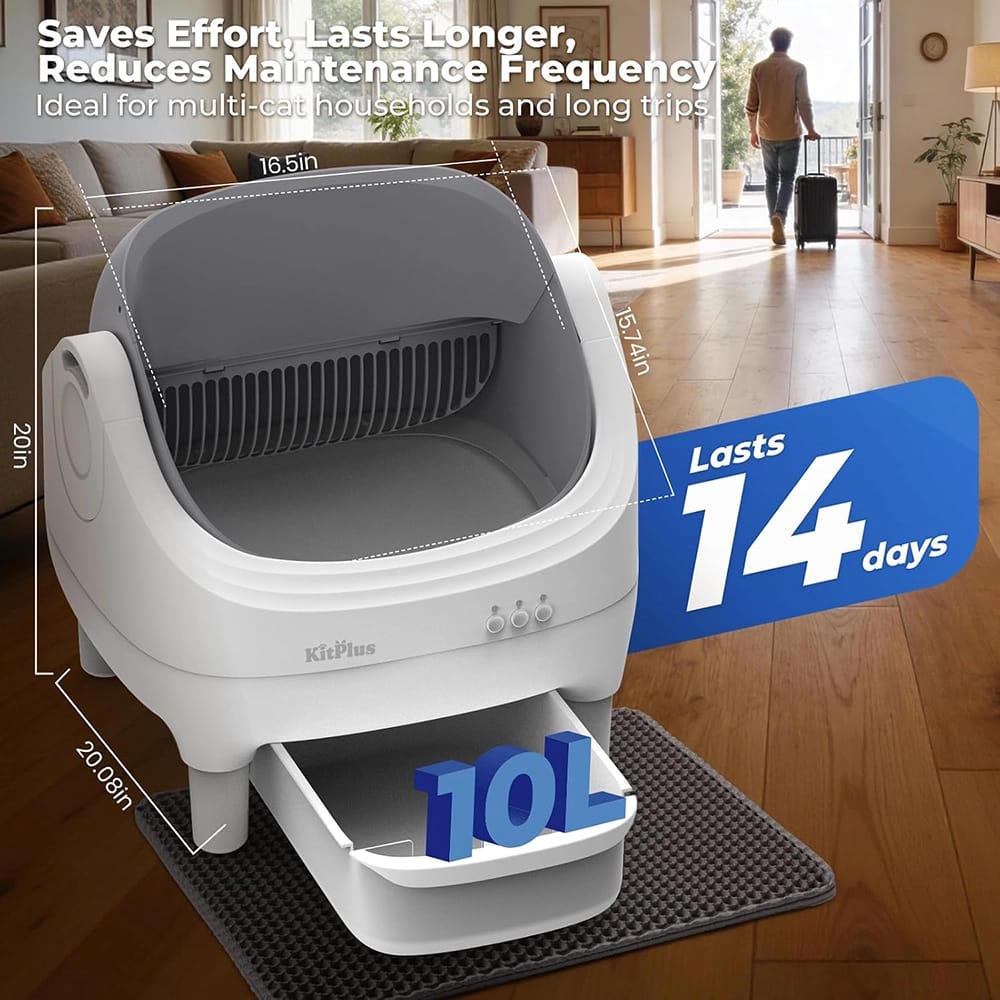 KitPlus Self Cleaning Litter Box, White