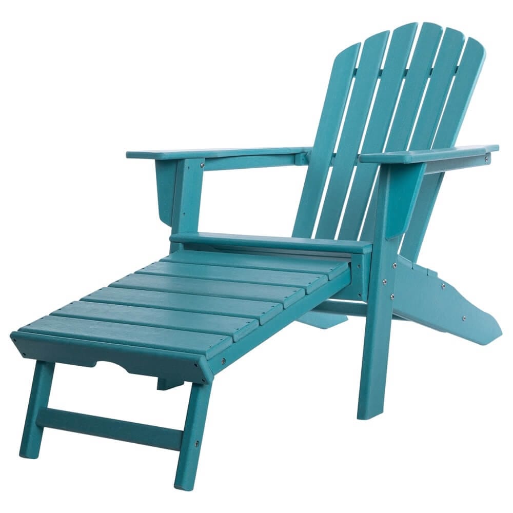 All-Weather Adirondack Chair with Ottoman, Blue