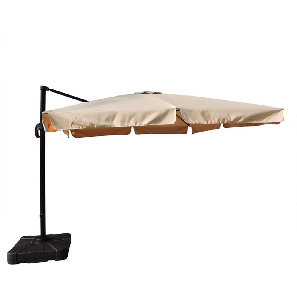 Island Umbrella Santorini II 10' Square Cantilever Umbrella with Valance, Bronze