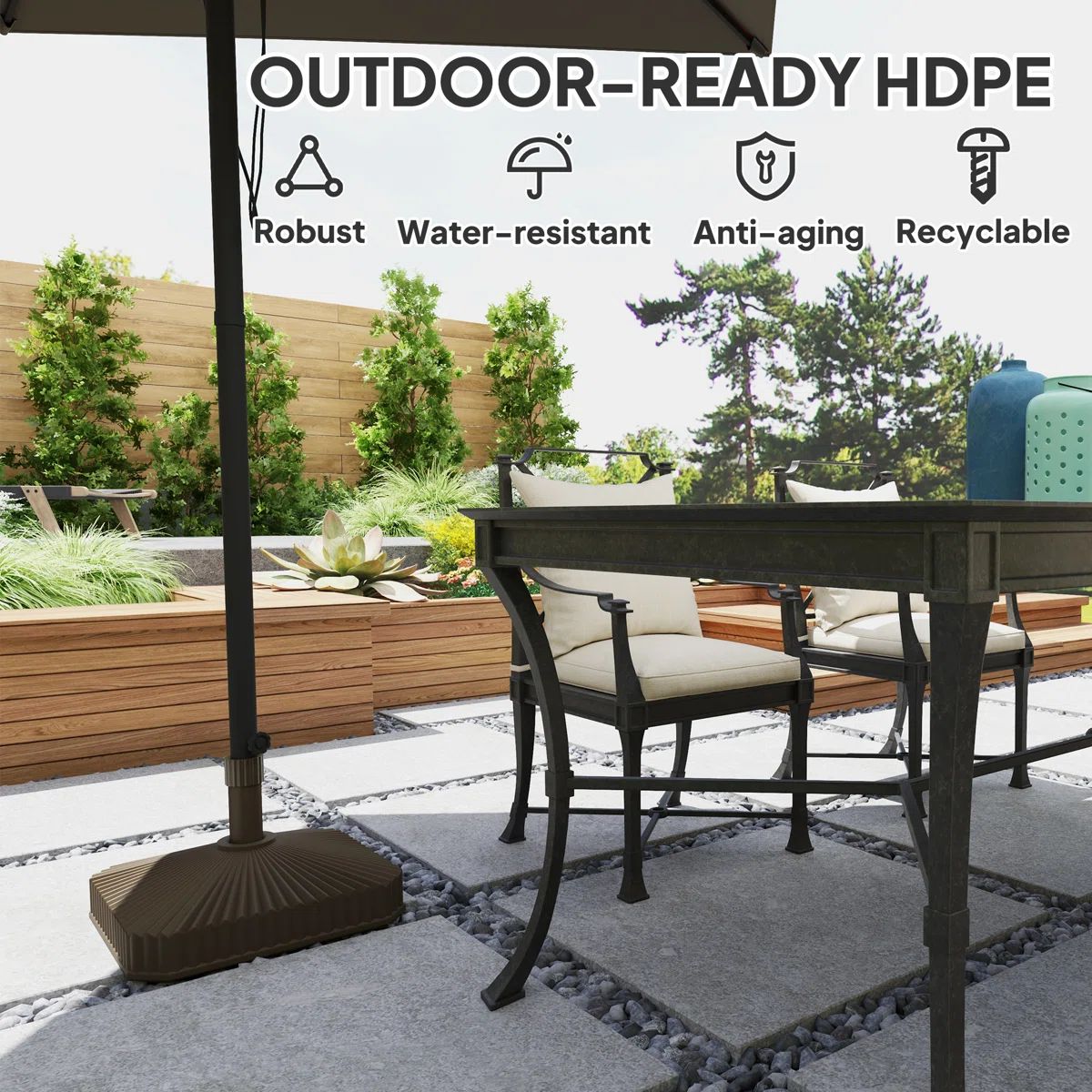 Fillable Patio Umbrella Base Stand, Brown