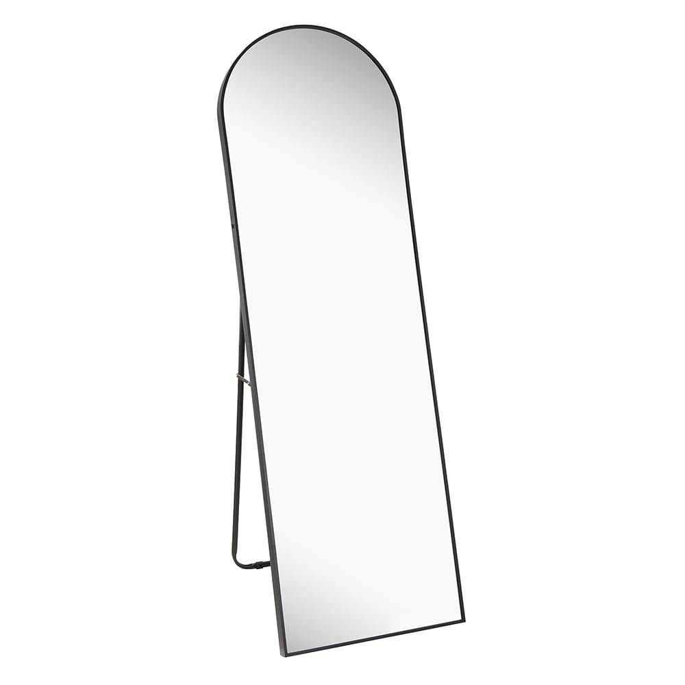 Hamilton Hills 18" x 58" Standing Round Corner Mirror, Black