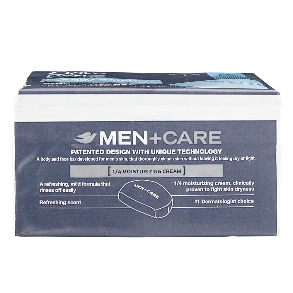 Dove Men+ Care Clean Comfort Mild Formula Body + Face Bar Soap, 4 Count