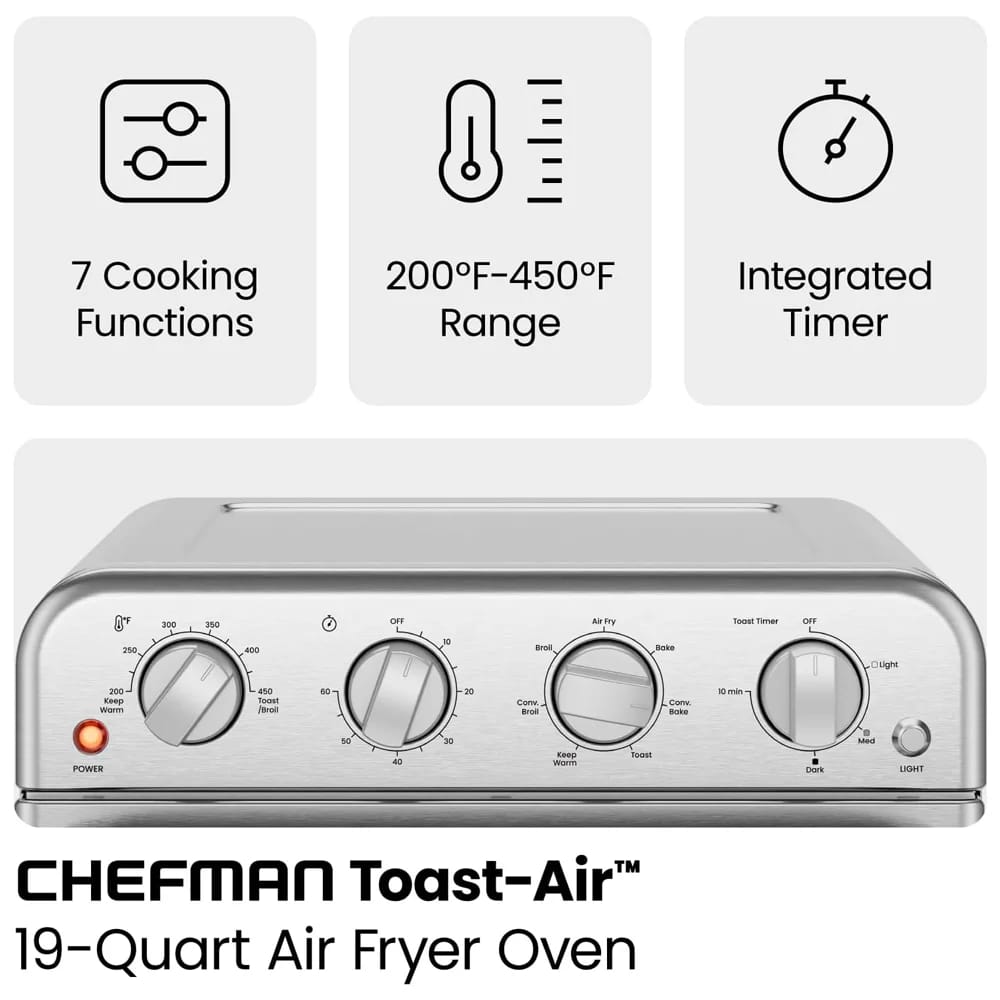 Chefman Air Fryer Toaster Oven Combo, 19 Qt