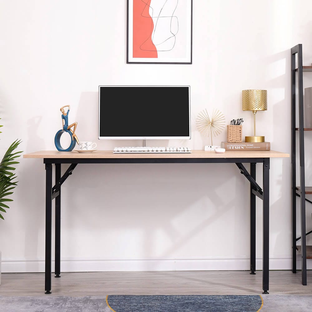 55" Foldable Desk, Natural/Black