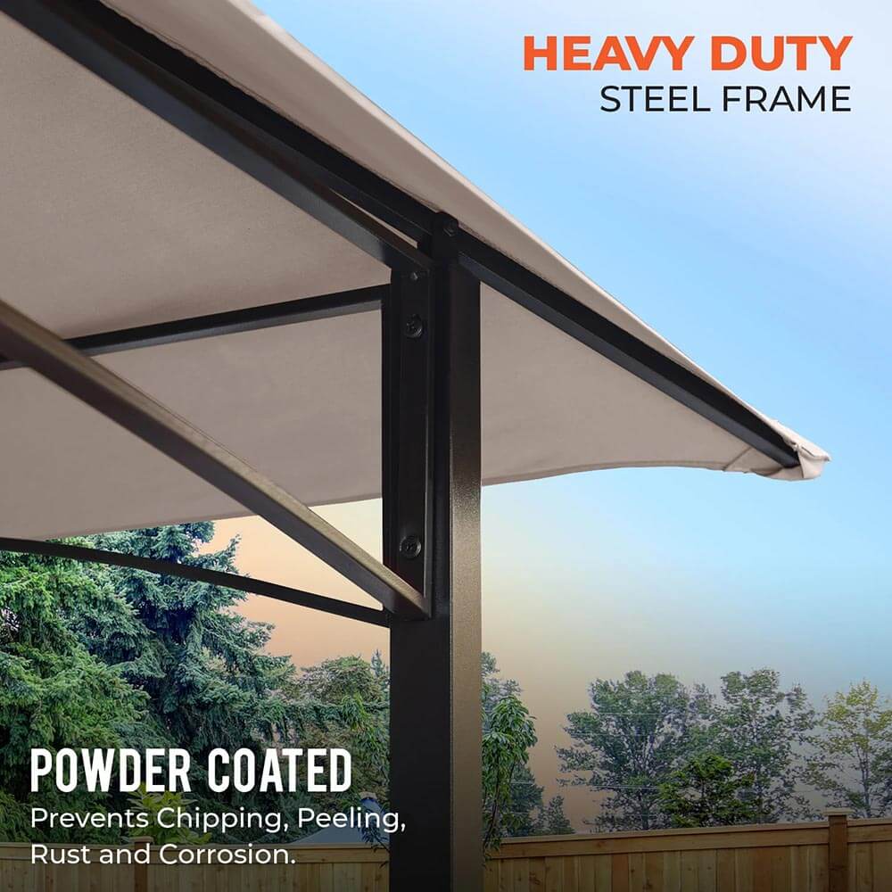 2-Tier Vented 8' x 5' Steel Grill Gazebo, Beige