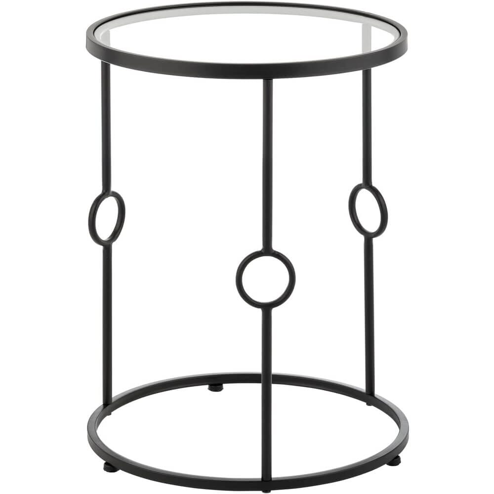 mDesign Round Inlay Table with Decorative Legs, Matte Black/Clear