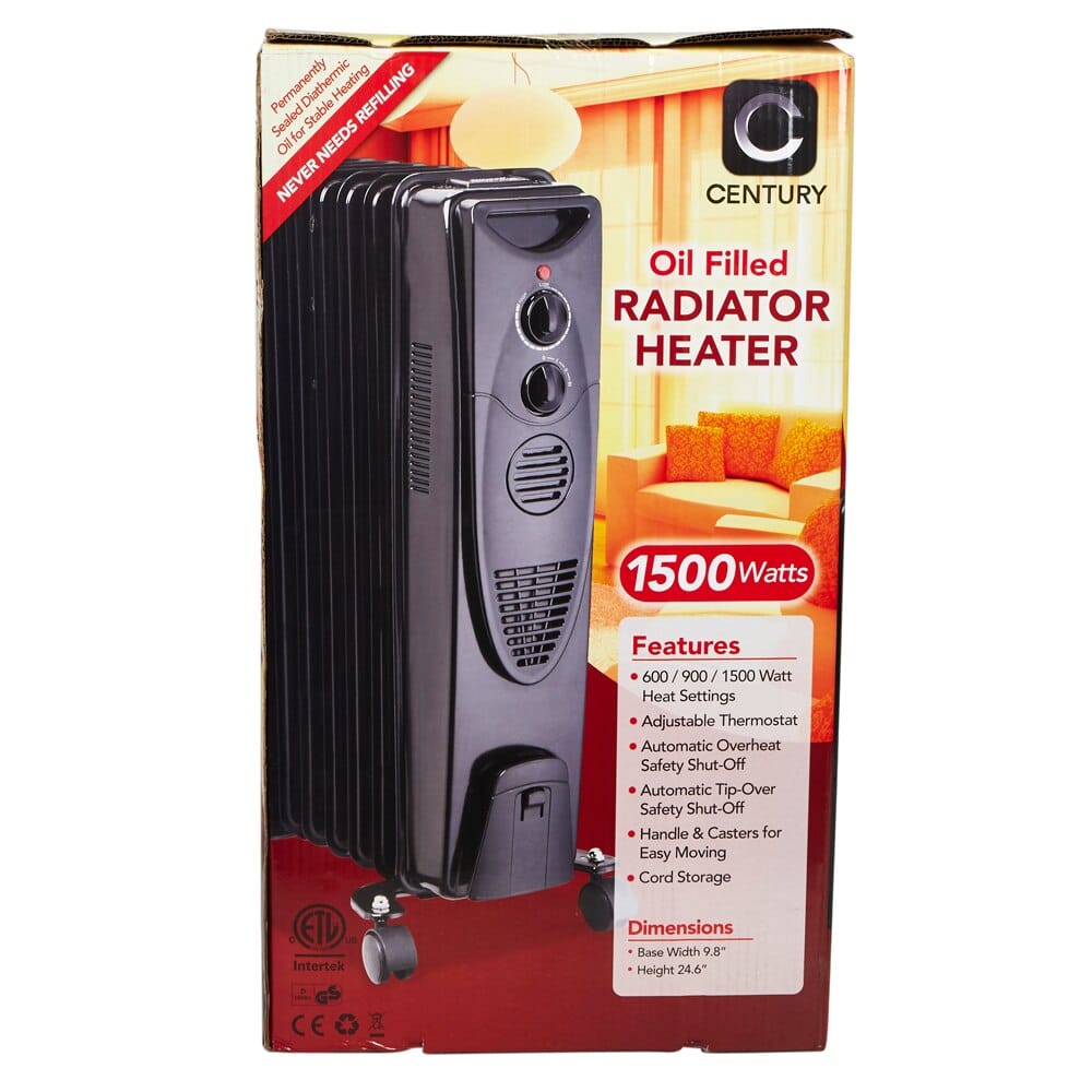 Century Oil-Filled Radiator Heater, Black