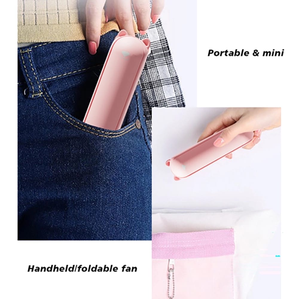 StayCool 3-in-1 Folding Mini Handheld Fan, Powerbank and Flashlight, Pink