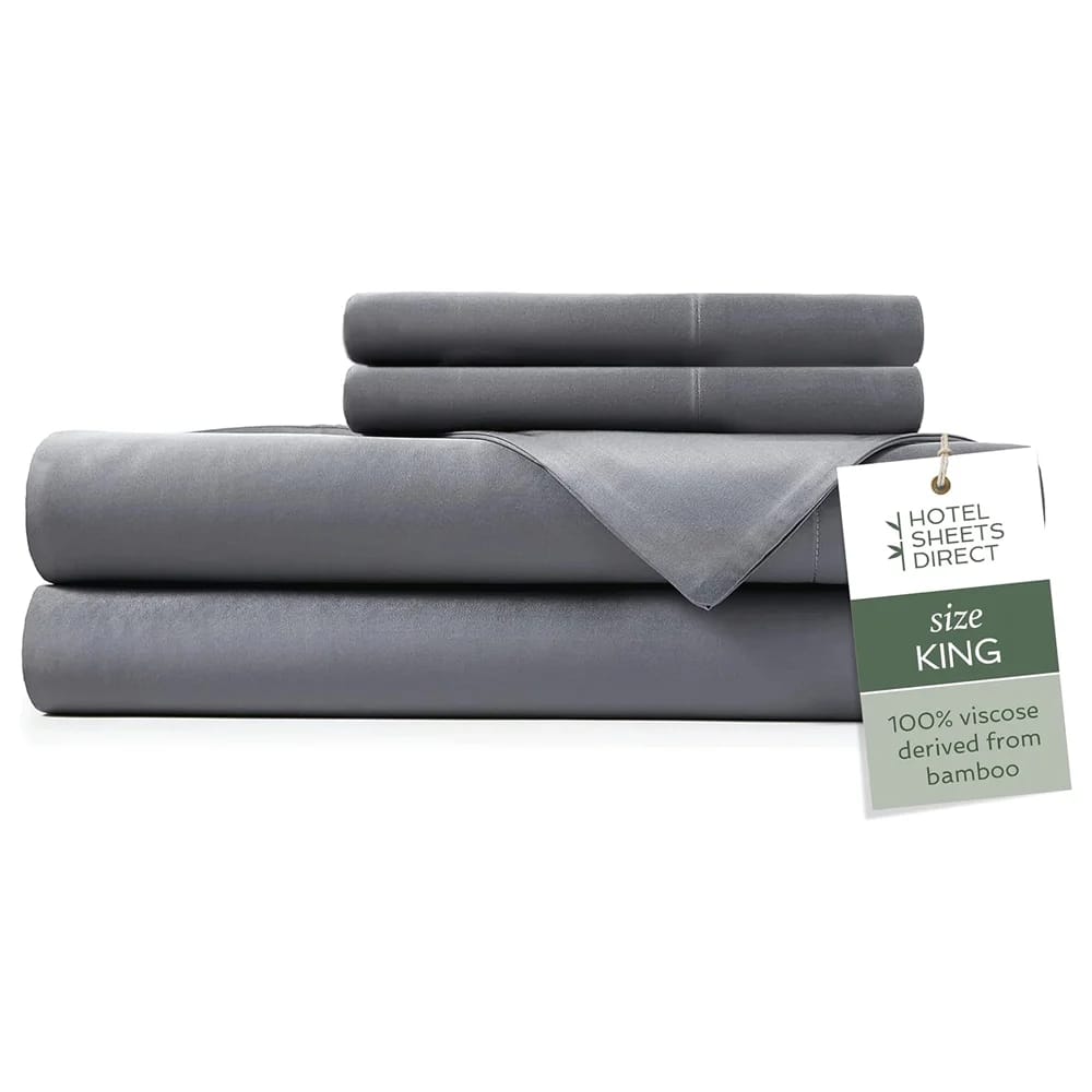 Hotel Sheets Direct 4-Piece Bed Sheet Set, King, Dark Gray