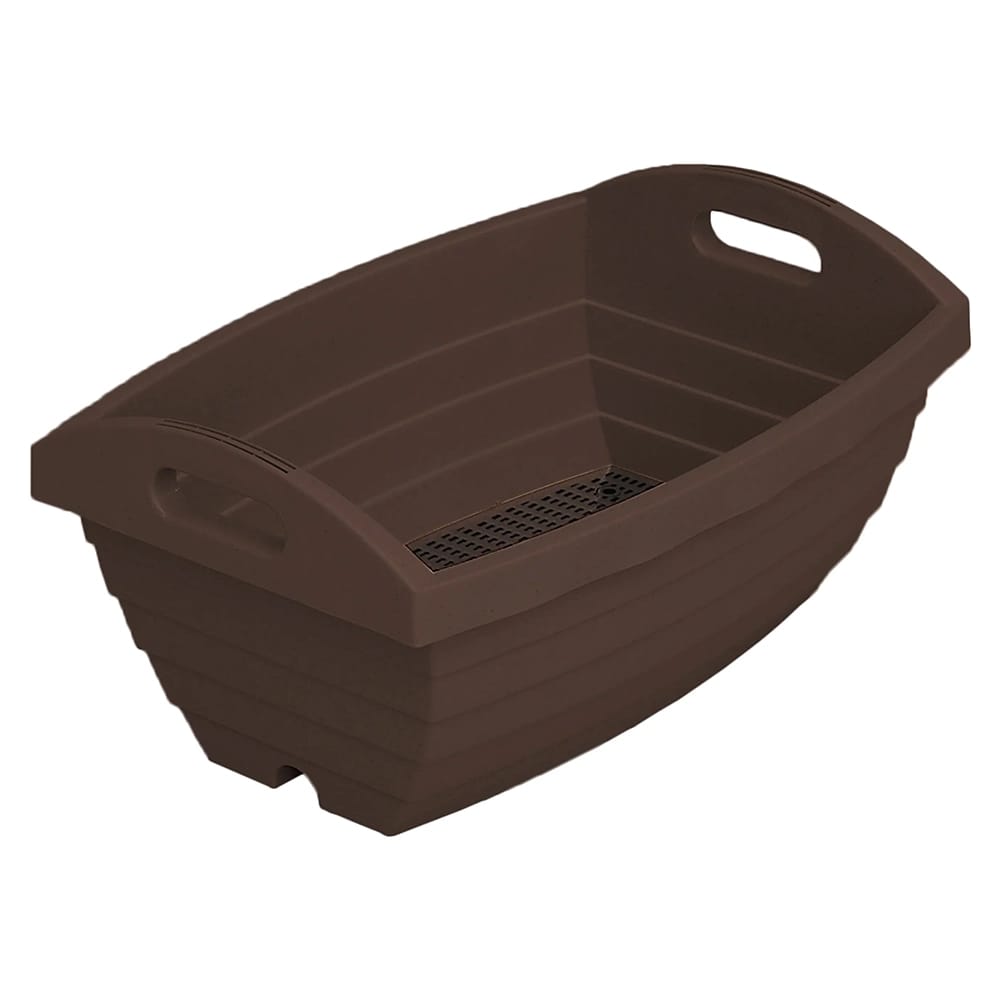 JEJ Astage 18" Short Barrel Planter, Dark Brown