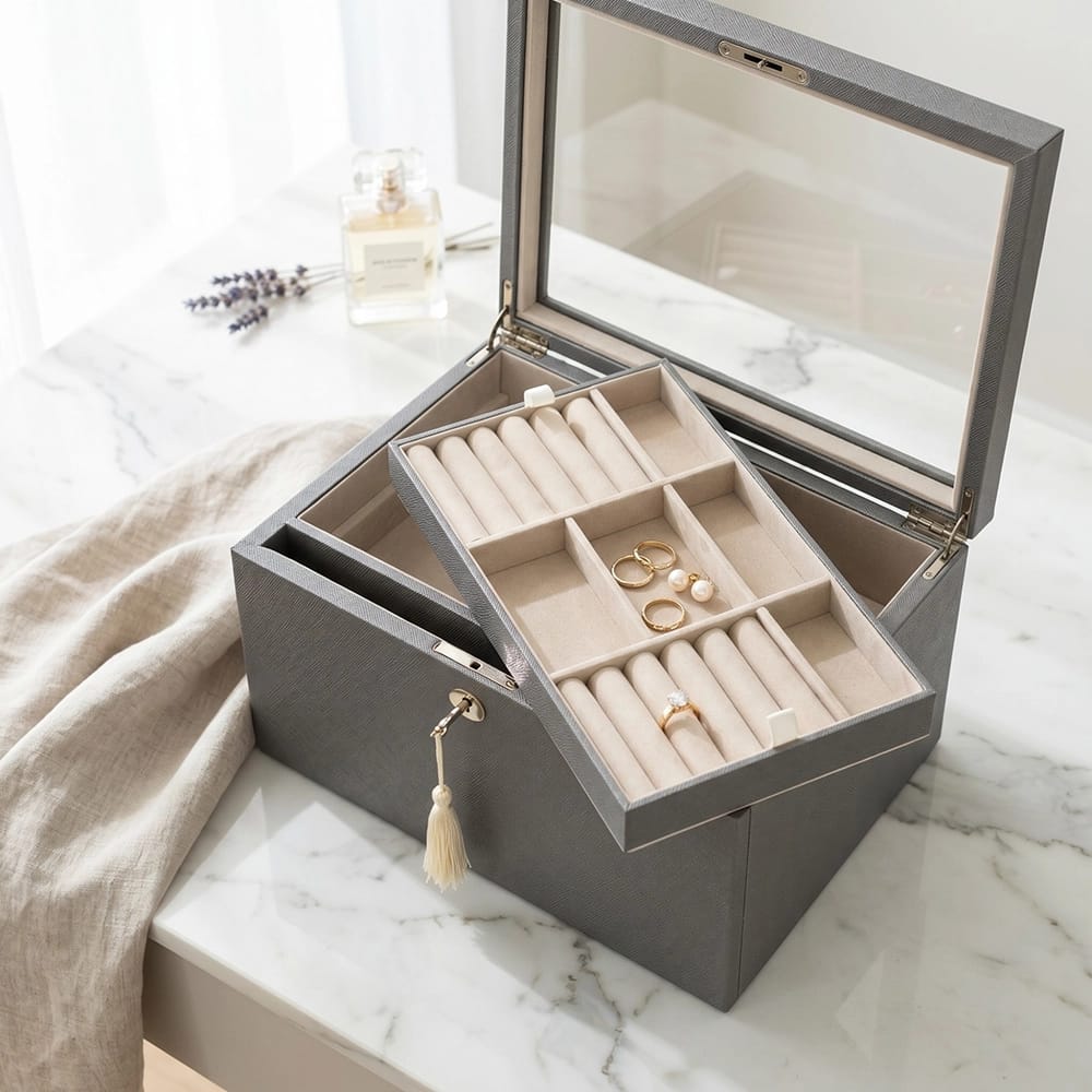 Hives & Honey Emily Jewelry Box, Pewter