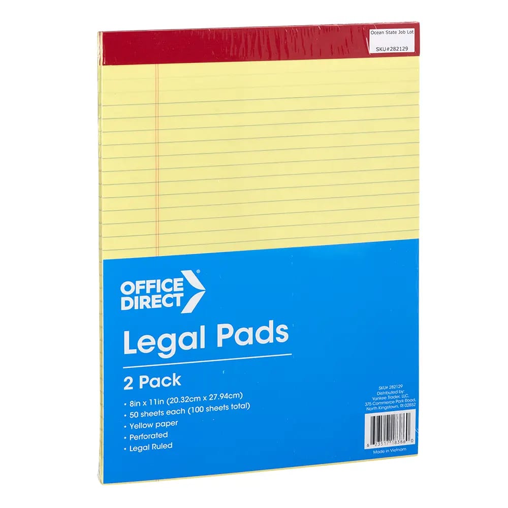 Office Direct Legal Pads, 2pk, 50 Sheet, 8" x 11"
