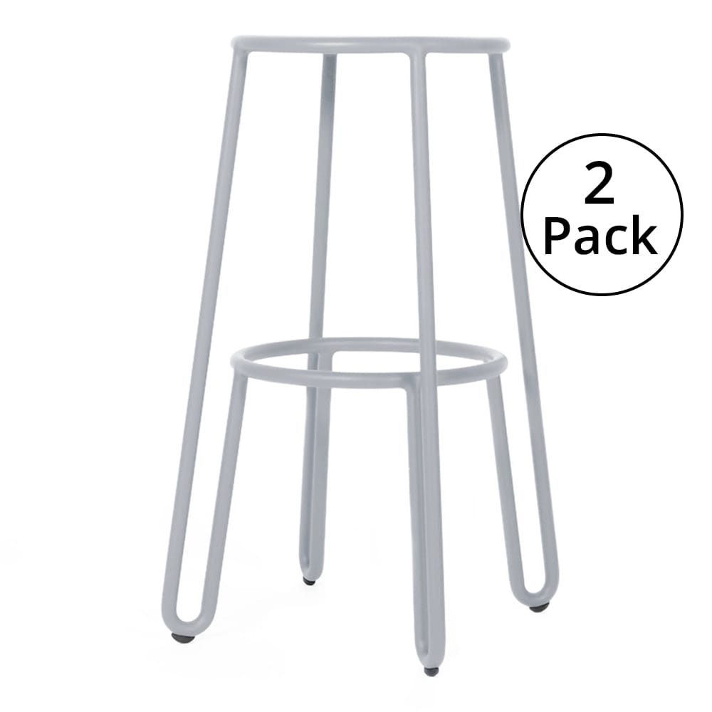 Maiori Aluminum Huggy Stackable Patio Bar Stool, Frosty Gray, 2 Pack
