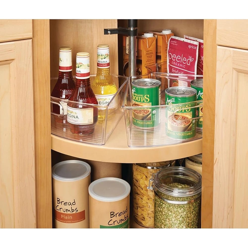mDesign Kitchen Cabinet Lazy Susan Storage Organizer Bins, 6 Pack