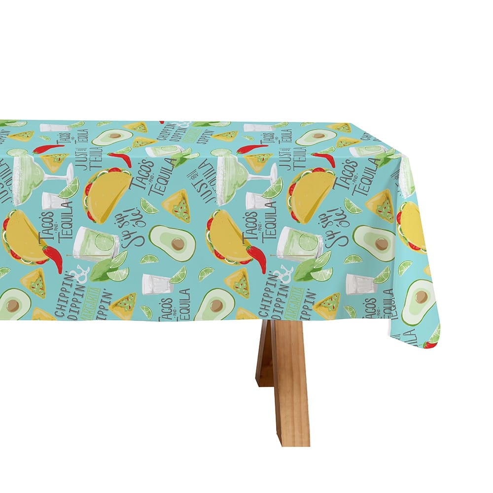 Whimsical Summer Vinyl Tablecloth with Flannel Backing