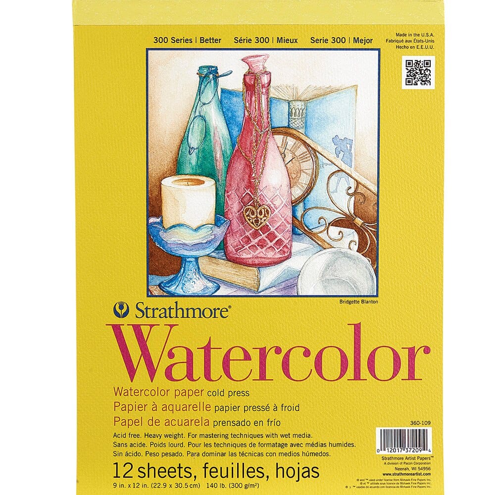 Strathmore 300 Series 9" x 12" Spiral Watercolor Pad, 12 Sheets